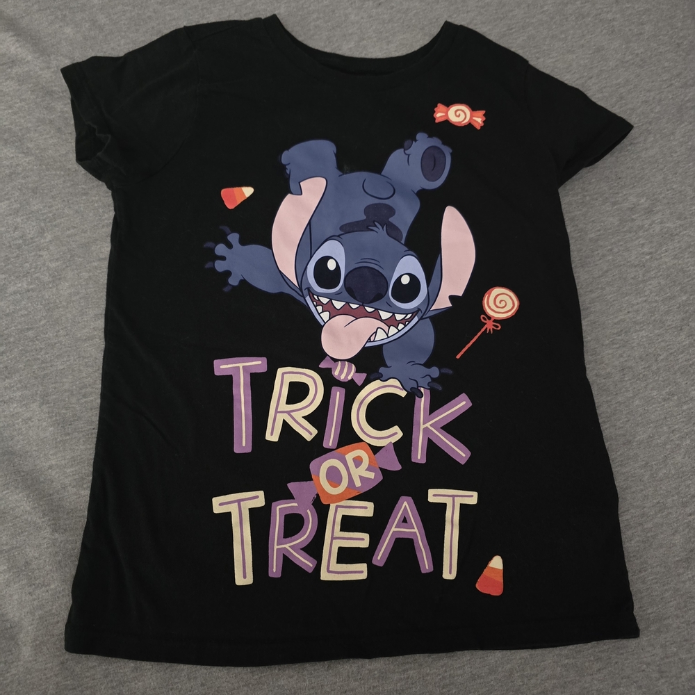 Disney Black Stitch T-Shirt Girls size 7/8. Excellent Condition!